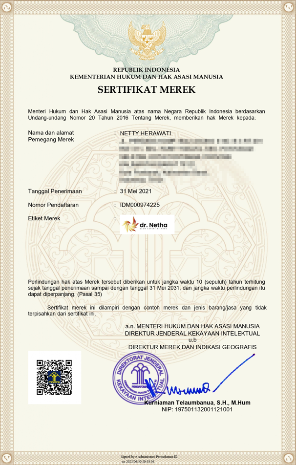 Bukti Merek dr. Netha